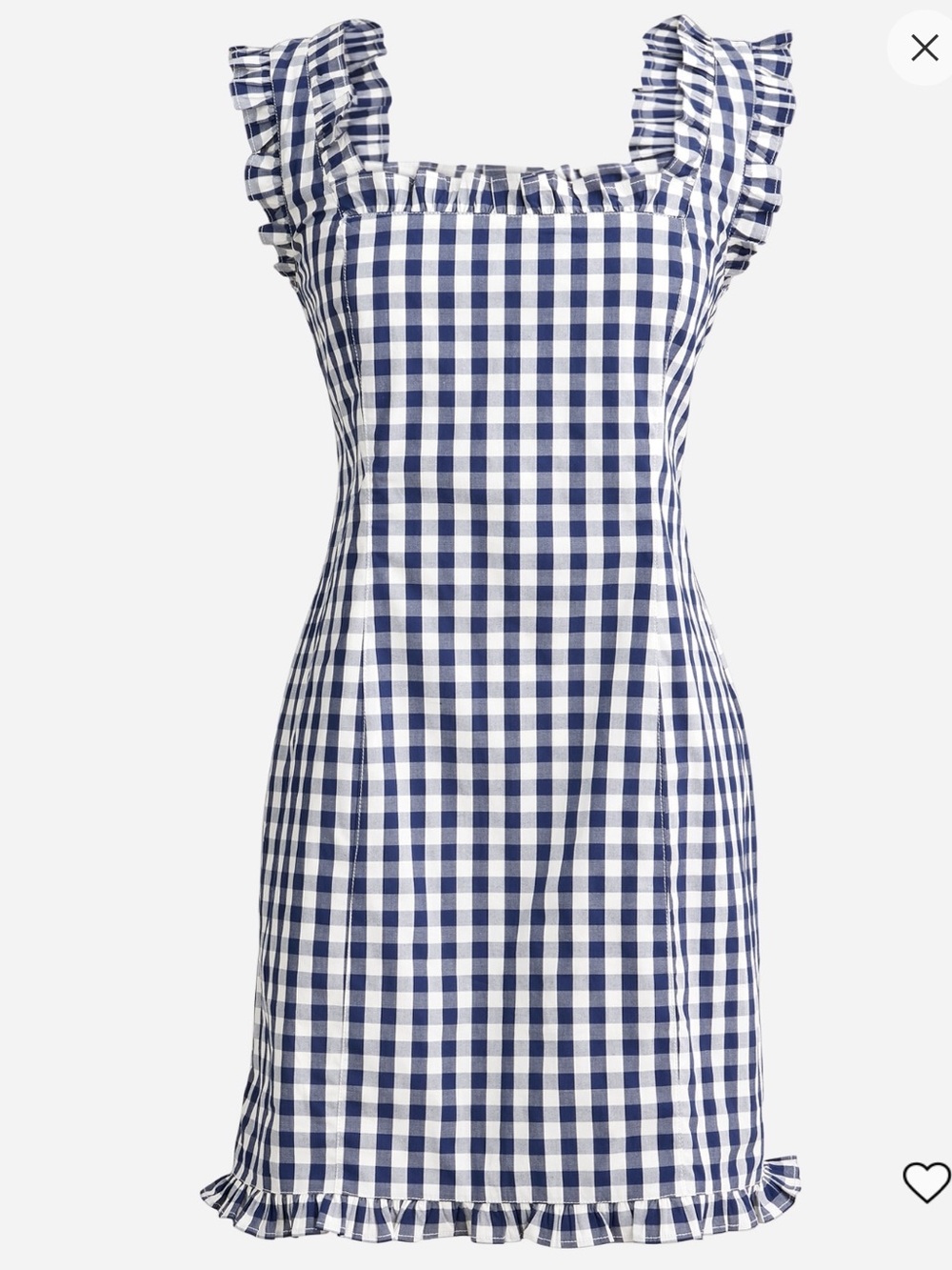 J crew Ruffle-trim stretch cotton poplin mini dress in gingham size 2